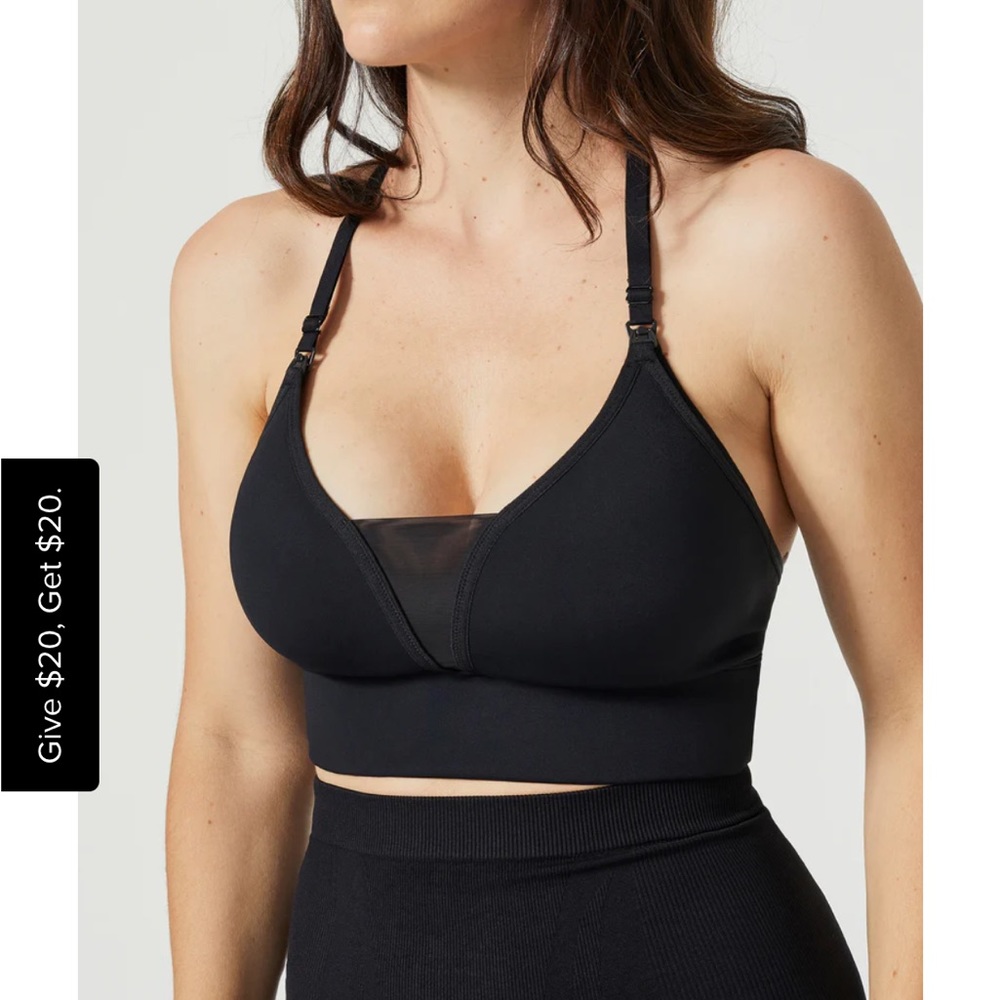 Blanqi nursing racer-back sports bra size L.